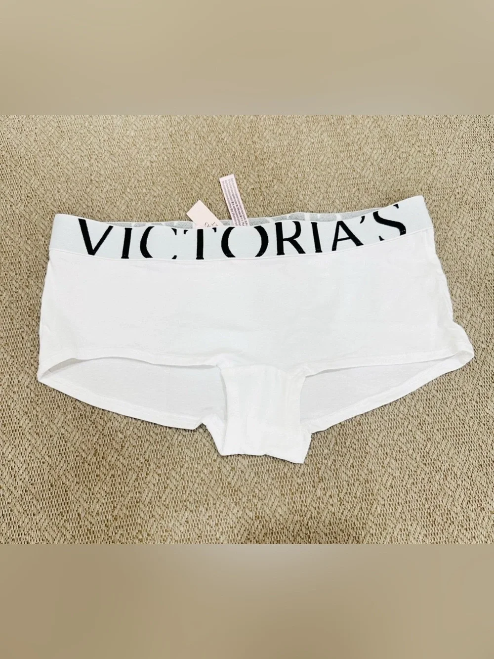 Victoria's Secret Light Pink & White Striped Boyshort Panty